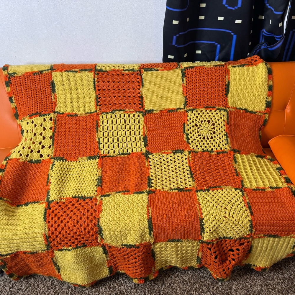 1970s Pumpkin‎ Patch Granny Sampler Blanket